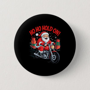 Funny Santa Riding Motorcycle Holiday Christmas Xm 6 Cm Round Badge
