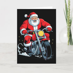 Funny Santa Riding Motorcycle Holiday Christmas Xm Card