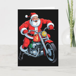 Funny Santa Riding Motorcycle Holiday Christmas Xm Card