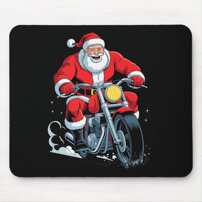 Funny Santa Riding Motorcycle Holiday Christmas Xm Mouse Pad (Front)