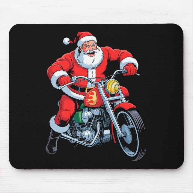 Funny Santa Riding Motorcycle Holiday Christmas Xm Mouse Pad (Front)