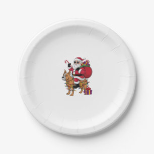 Funny Santa Riding Staffordshire Bull Terrier Dog Paper Plate