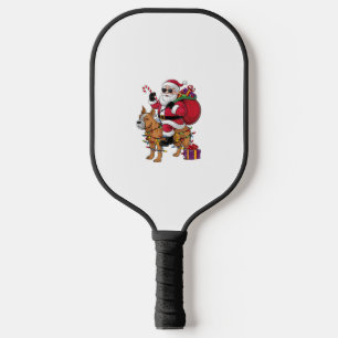Funny Santa Riding Staffordshire Bull Terrier Dog Pickleball Paddle