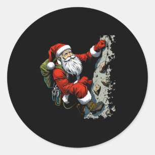 Funny Santa Rock Climbing Christmas Xmas Boulderin Classic Round Sticker
