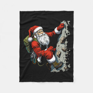 Funny Santa Rock Climbing Christmas Xmas Boulderin Fleece Blanket