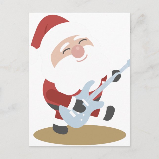Funny Santa Rocker Musician Guitar Christmas Gift Holiday Postcard (Front)