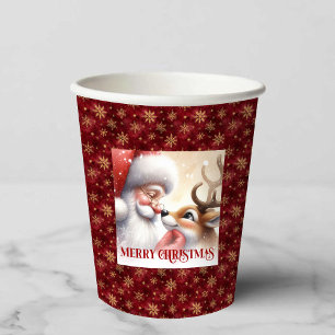 Funny Santa Rudolph Cartoon Christmas Paper Drink  Cups