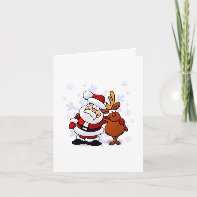 Funny Santa & Rudolph Christmas Holiday Card (Front)