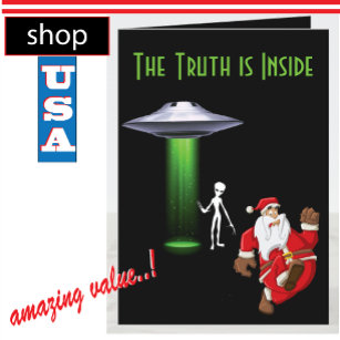 Funny Santa Running UFO Holiday Card