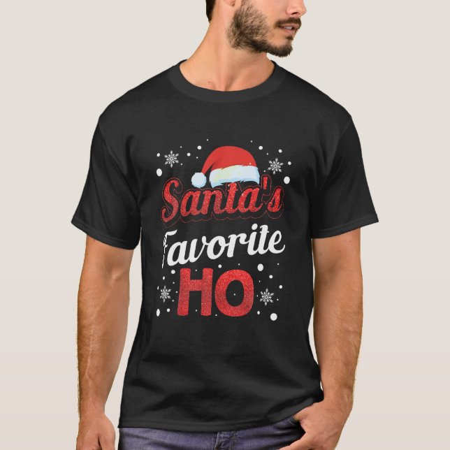 Funny Santa Santa s Favourite Ho Matching Couple C T-Shirt (Front)