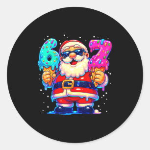 Funny Santa Says Six Seven 67 Meme Christmas Xmas  Classic Round Sticker