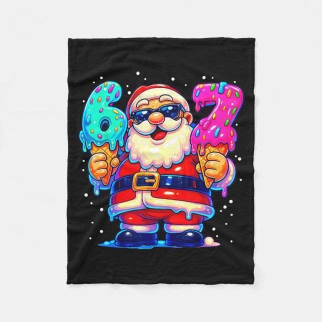 Funny Santa Says Six Seven 67 Meme Christmas Xmas  Fleece Blanket (Front)