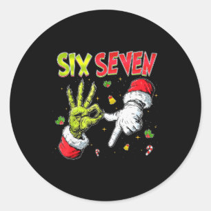 Funny Santa Says Six Seven Christmas 67 Meme Xmas  Classic Round Sticker