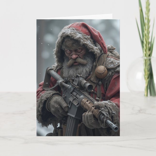 Funny Santa Second Amendment Custom Christmas Card (Front)