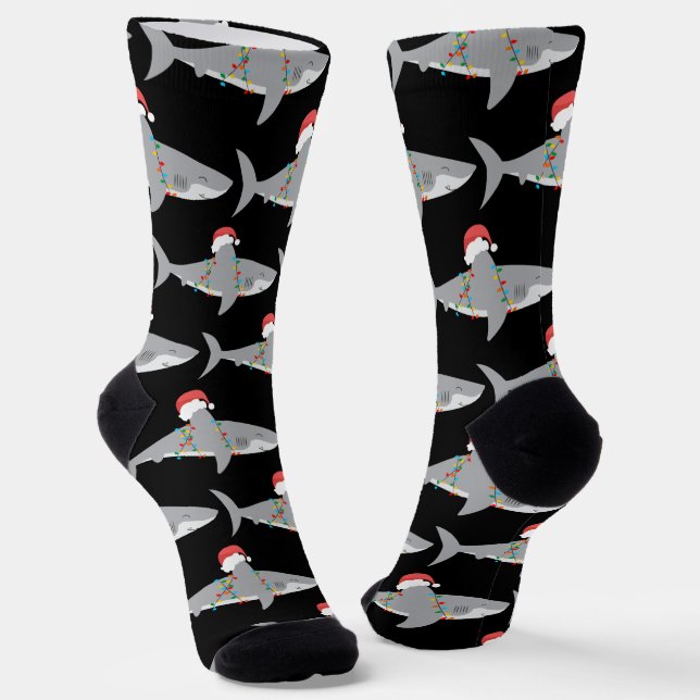 Funny Santa Shark Christmas Socks (Angled)