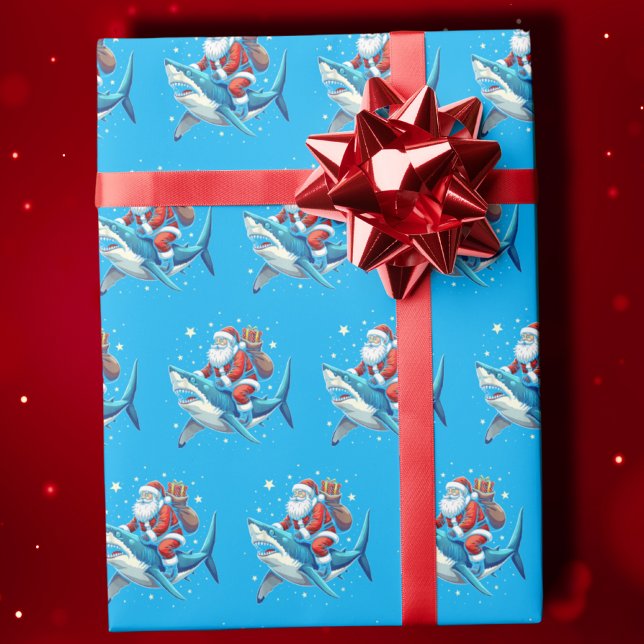 Funny Santa Shark Gift Wrap | Shark Wrapping Paper (Creator Uploaded)