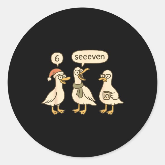 Funny Santa Silly Goose 6 7 Christmas Geese Six Se Classic Round Sticker (Front)