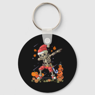 Funny Santa Skeleton Dabbing Halloween Costume Fun Key Ring