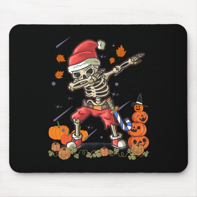 Funny Santa Skeleton Dabbing Halloween Costume Fun Mouse Pad (Front)