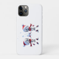 Funny Santa Skeletons Having a Snowball Fight