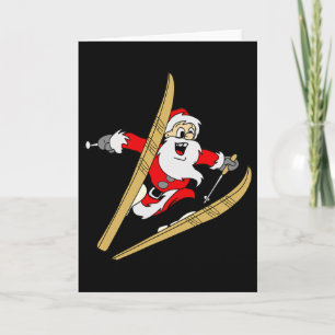 Funny Santa Skiing Christmas Ski Gift Xmas Card