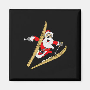 Funny Santa Skiing Christmas Ski Gift Xmas Magnet