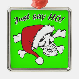 Funny Santa Skull Metal Tree Decoration