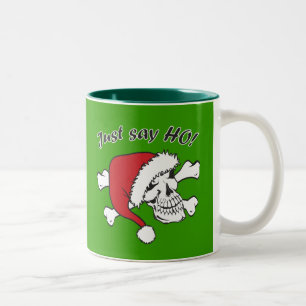 Funny Santa Skull Two-Tone Coffee Mug