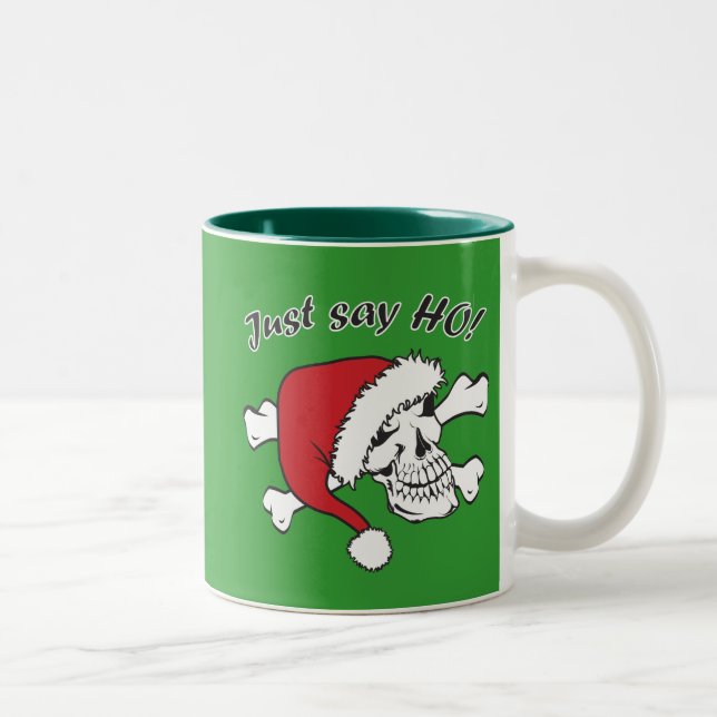 Funny Santa Skull Two-Tone Coffee Mug (Right)
