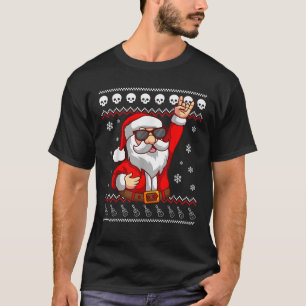 Funny Santa Sleigher Heavy Metal Xmas  T-Shirt