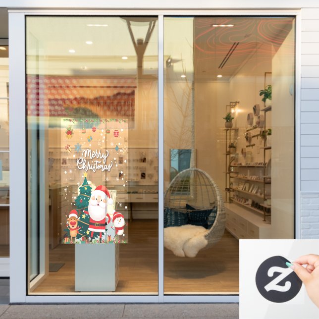 Funny Santa, Snowman, Reindeer Merry Christmas (Store Window)