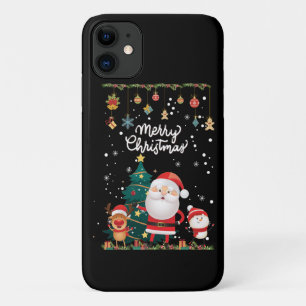 Funny Santa, Snowman, Reindeer Merry Christmas iPhone 11 Case