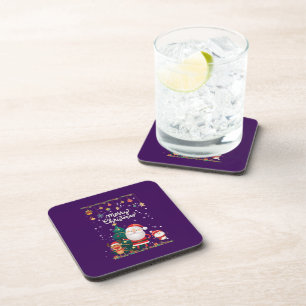 Funny Santa, Snowman, Reindeer Merry Christmas Coaster