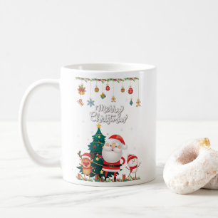 Funny Santa, Snowman, Reindeer Merry Christmas Coffee Mug