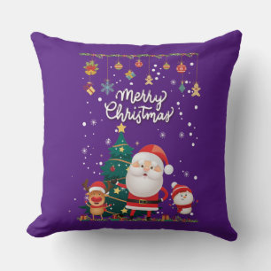 Funny Santa, Snowman, Reindeer Merry Christmas Cushion