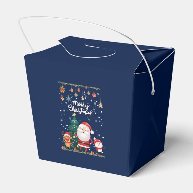 Funny Santa, Snowman, Reindeer Merry Christmas Favour Box (Back Side)