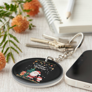 Funny Santa, Snowman, Reindeer Merry Christmas Key Ring