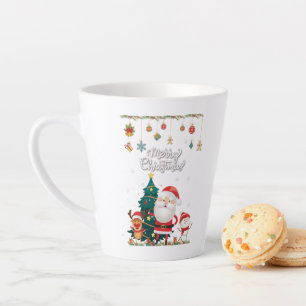 Funny Santa, Snowman, Reindeer Merry Christmas Latte Mug