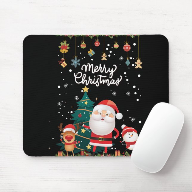 Funny Santa, Snowman, Reindeer Merry Christmas Mouse Pad (With Mouse)