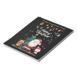 Funny Santa, Snowman, Reindeer Merry Christmas Notepad