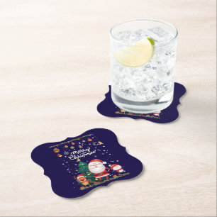 Funny Santa, Snowman, Reindeer Merry Christmas Paper Coaster