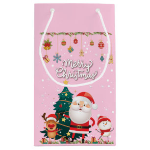 Funny Santa, Snowman, Reindeer Merry Christmas Small Gift Bag