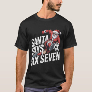Funny Santa Soccer Kicking Ball Graphic Tee   Chri