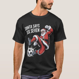Funny Santa Soccer Kicking Ball Graphic Tee   Chri