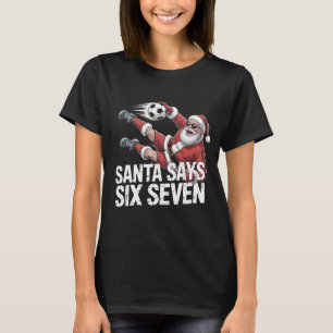 Funny Santa Soccer Kicking Ball Graphic Tee   Chri