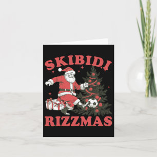 Funny Santa Soccer Skibidi Rizzmas Christmas Tree Card