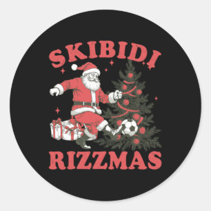 Funny Santa Soccer Skibidi Rizzmas Christmas Tree Classic Round Sticker