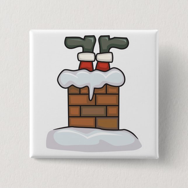 funny santa stuck in chimney 15 cm square badge (Front)