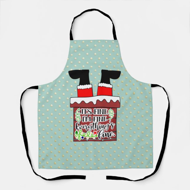 Funny Santa Stuck in Chimney Christmas Humor Apron (Front)