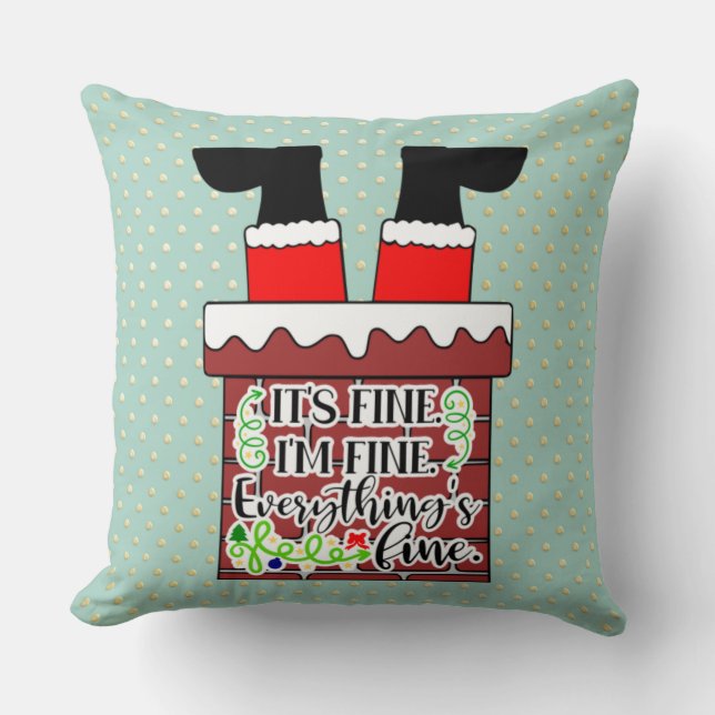Funny Santa Stuck in Chimney Christmas Humor Cushion (Front)